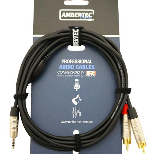 Y cable 1.5m REAN 3.5mm TRS plug - 2 x RCA plug